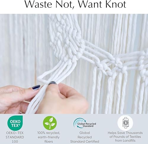 Miniatura 3 de GANXXET - Cuerda de macramé de algodón reciclado de 0.157 in x 547 yardas, cuerda gruesa de una sola hebra hecha de algodón suave, suministros de