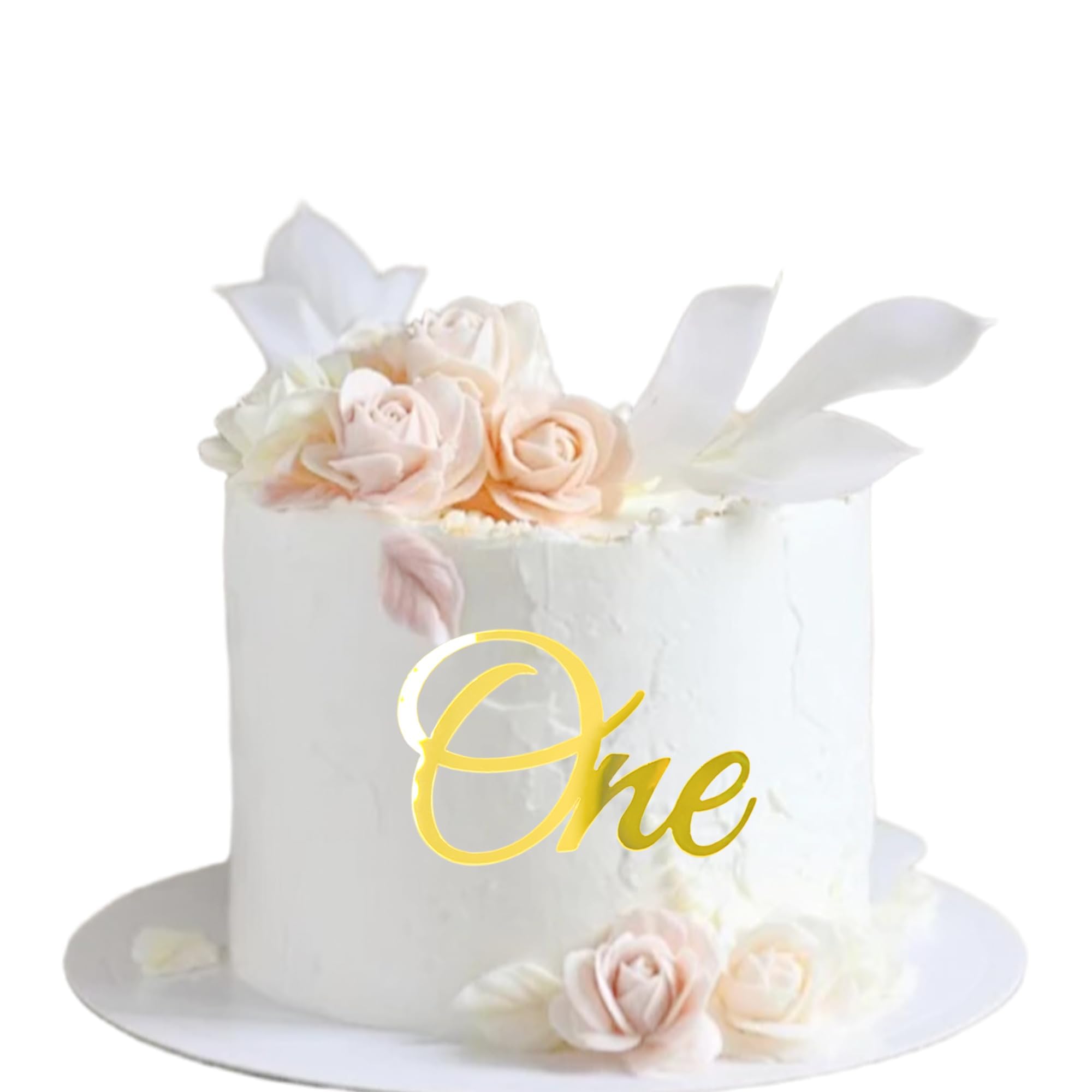 1PCS Gold One Cake Topper, Mirror Acrylic 1st Birthday Party Cake Decoration for Girl Boy Birthday Parties Anniversary Wedding Cake Decorations