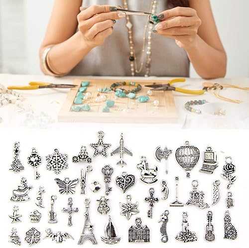 Miniatura 2 de Fydun Accesorios colgantes de bricolaje, Akozon DIY colgantes accesorios aleación de plata profunda para fabricación de joyas de pulsera hecha a mano