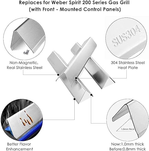 Miniatura 4 de Hisencn Tubos de quemador de parrilla de gas, barras de sabor de repuesto para parrillas de gas Weber Spirit 200, Spirit E-210, E-220, Spirit S-210,
