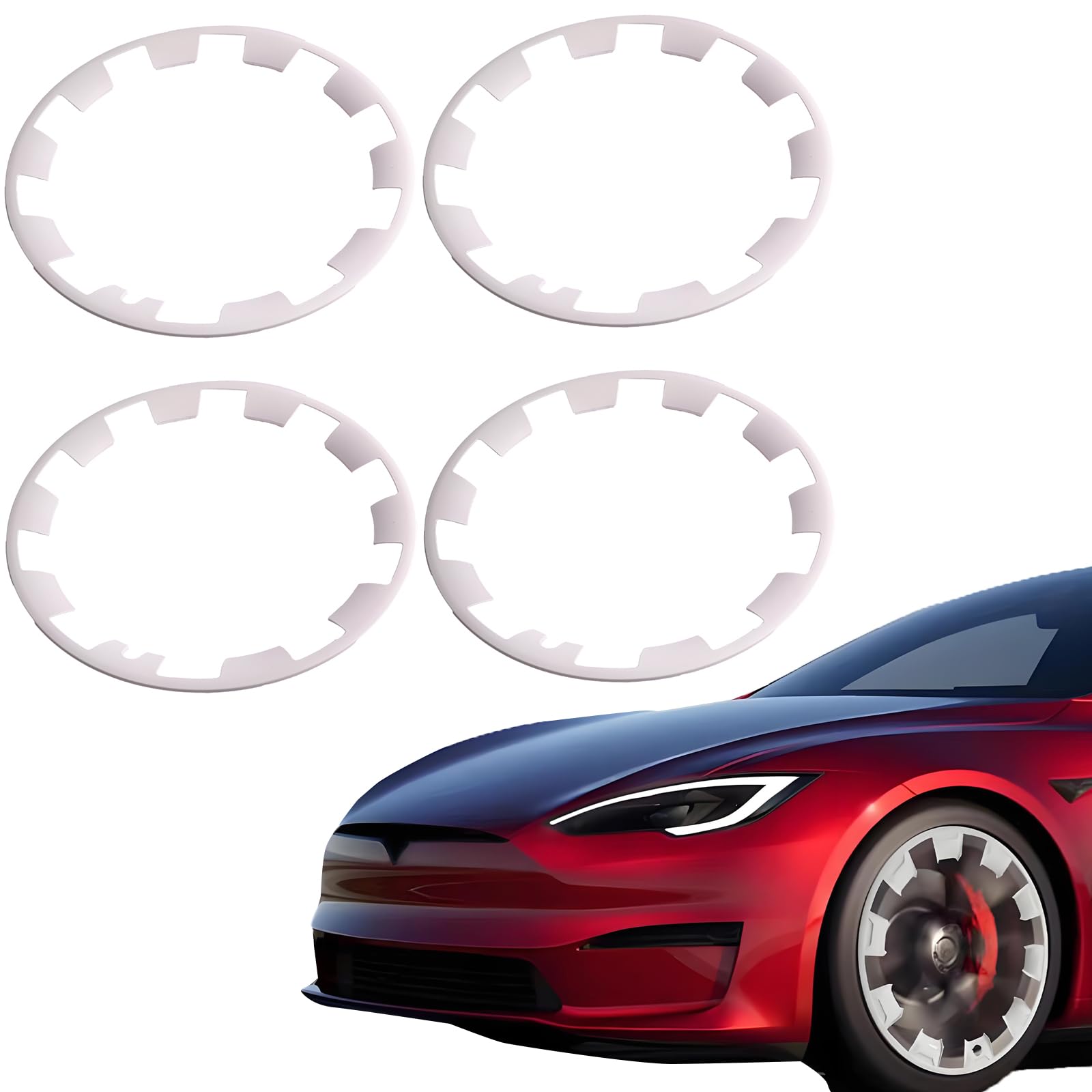 4PCS 19 Inch Model Y Tire Trim Rings, Wheel Rim Protectors, Hubcaps Rim Covers Anti-Scratch ABS Rim Guard Rim, 20" Model Y Exterior Accessories 2020 2021 2022 2023 2024