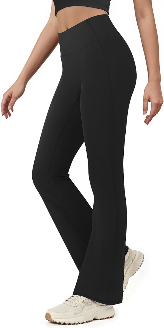 Yoga Pants for Women High Waisted Flare Leggings Bell Bottom Leggings Front Seamless Flared Workout Pants Tummy Control