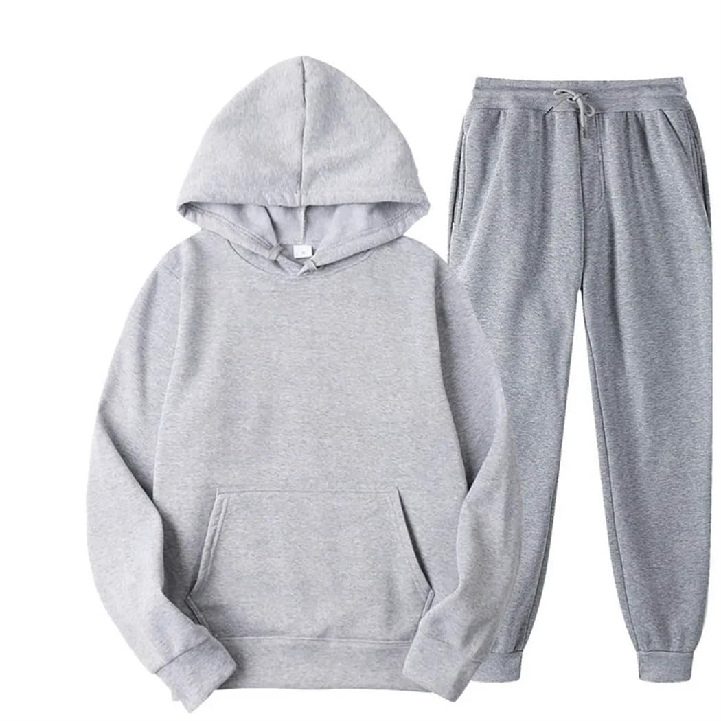Tuta da uomo e donna, set da 2 pezzi, felpa con cappuccio + pantaloni con coulisse, abbigliamento sportivo da corsa
