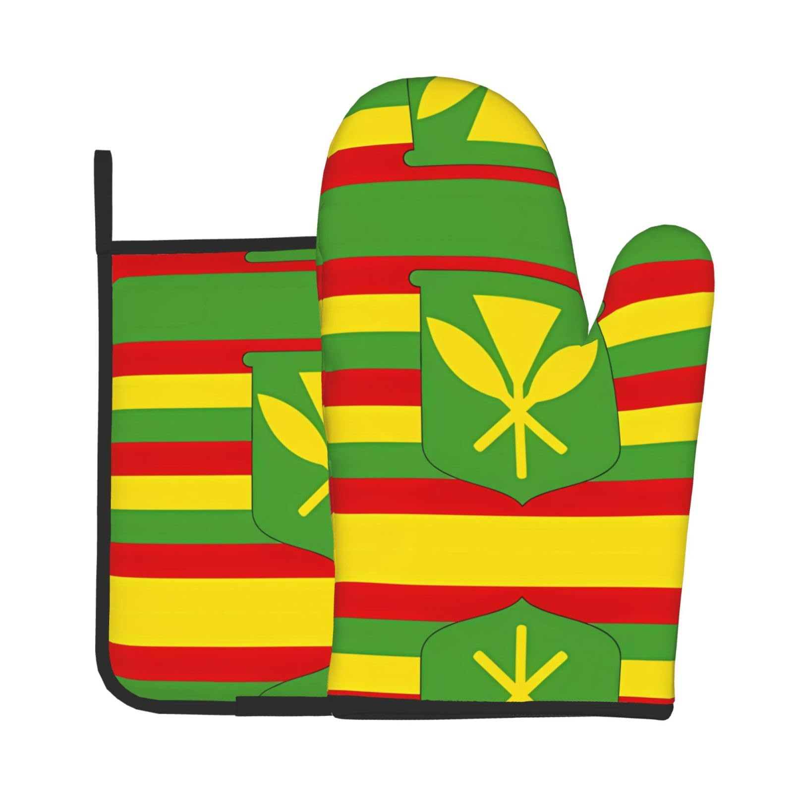 Oven Mitts and Potholders Set of 2 for Kitchen Baking Cooking GrayNative Hawaiian Flag Thick and Durable