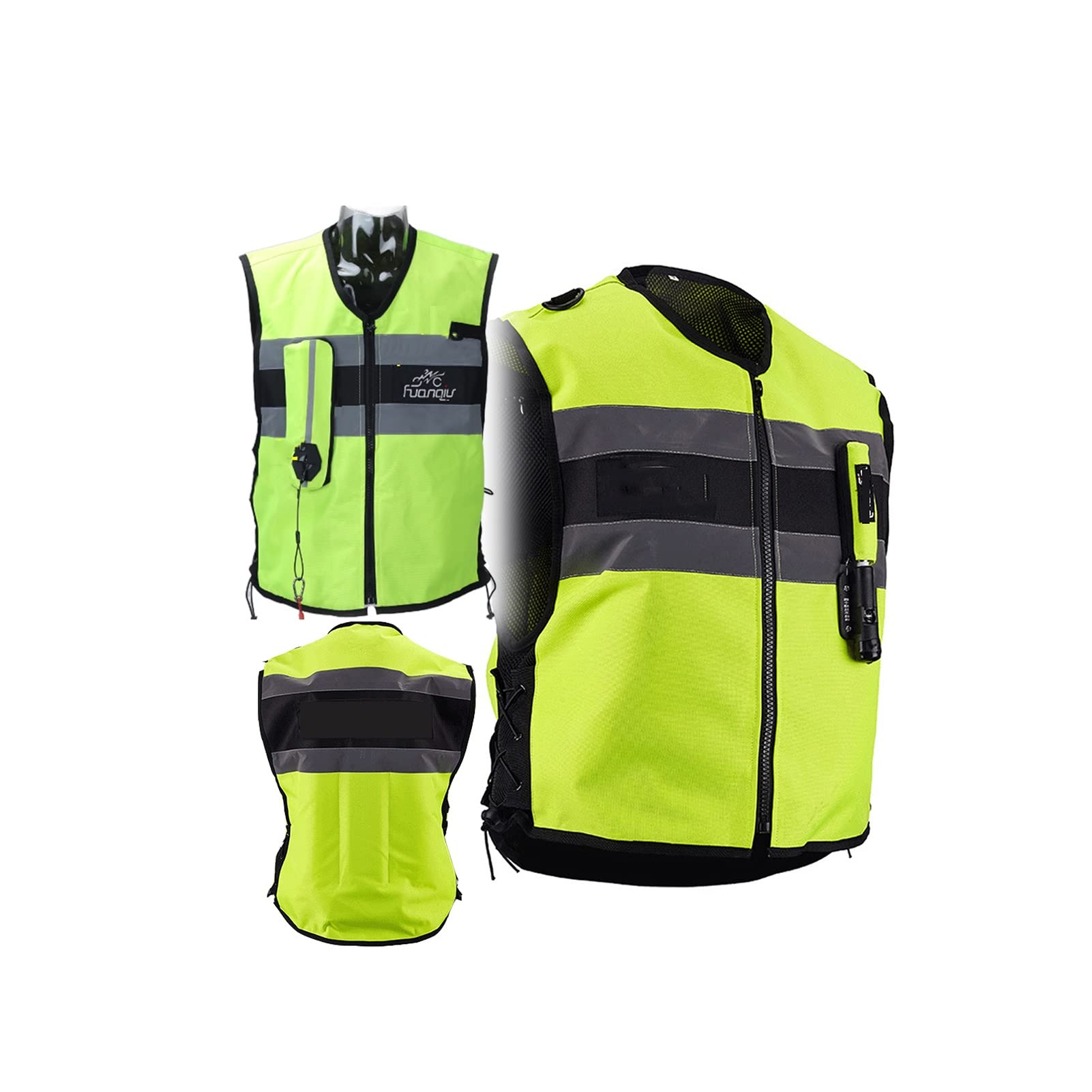 Chaleco Reflectante con airbag para Motocicleta, gatillo mecánico, Equipo Profesional de airbag, Jersey de Ciclismo Reflectante (Verde 3XL)