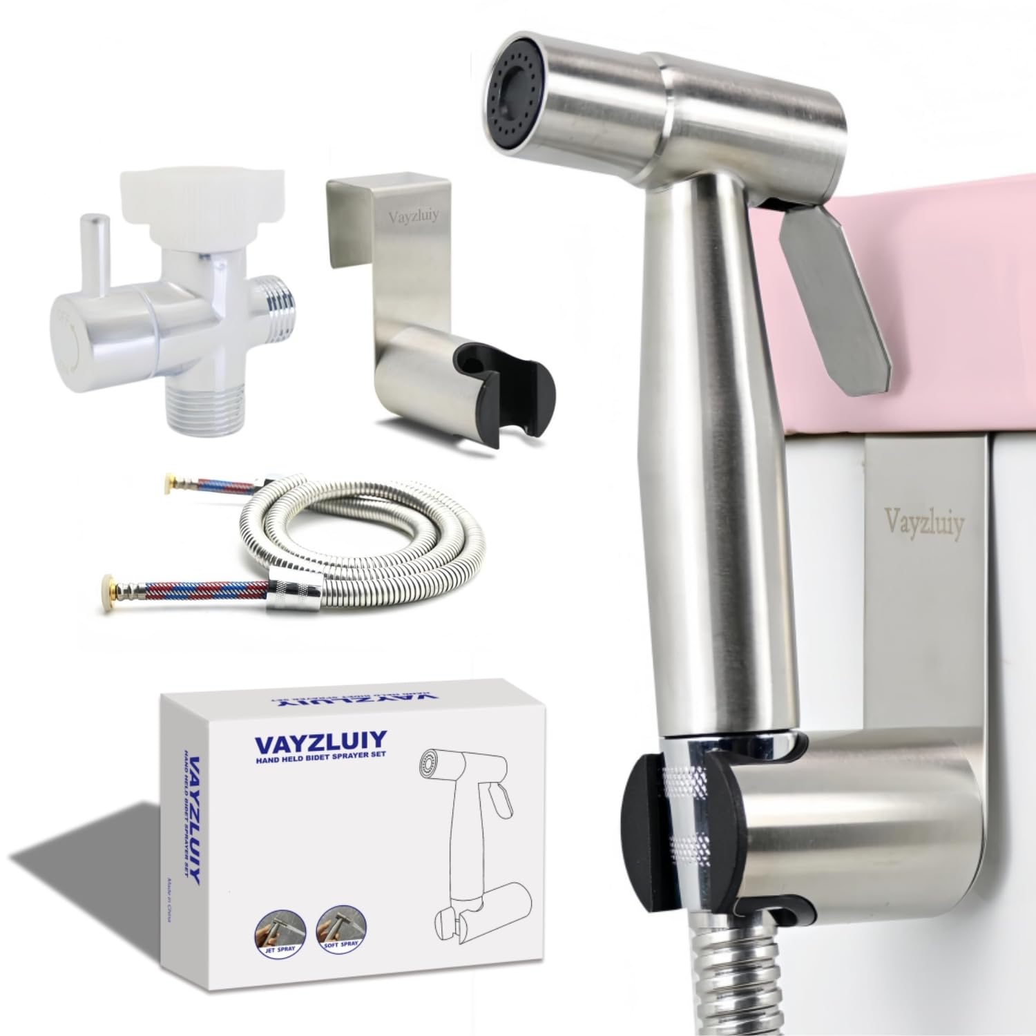 Handheld Bidet Sprayer for Toilet - Bidets for Existing Toilets Adjustable Water Pressure with Bidet Hose for Feminine Wash, Stainless Steel Muslim Shower Jet Spray for Toilet