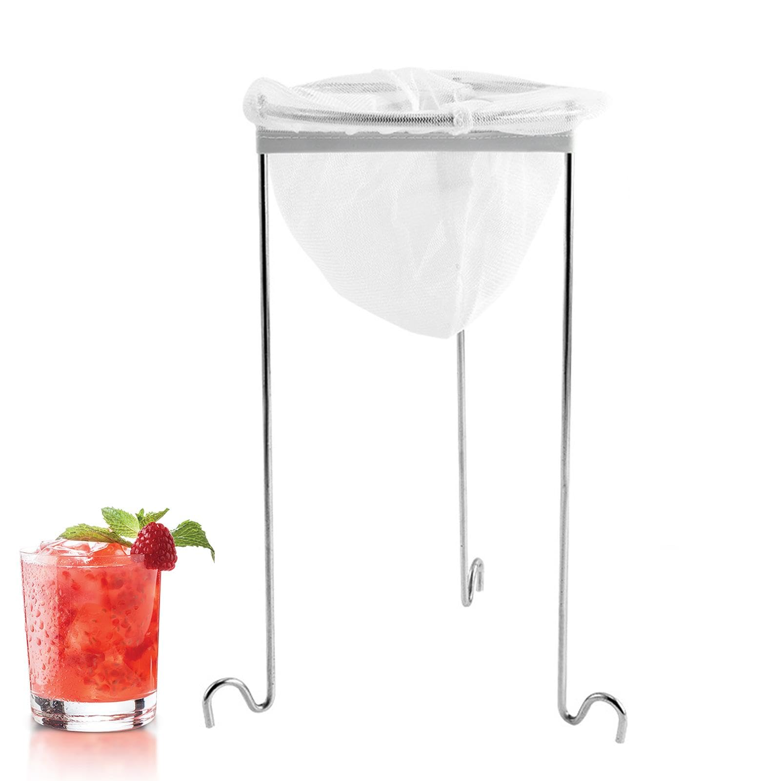 Jam Straining Set, Jelly Strainer Stand with Bag, Stainless Steel Jam Strainer Stand Kit, Filtering Tool with 3 Hook Legs for Straining Homemade Vinegar, Juice, Broth, Yogurt, Canning Equipment