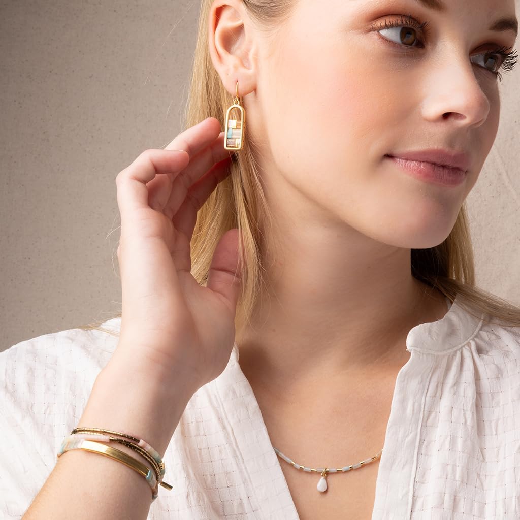 Scout Curated Wears - Good Karma Miyuki Frame Earring - Turquoise/Gold