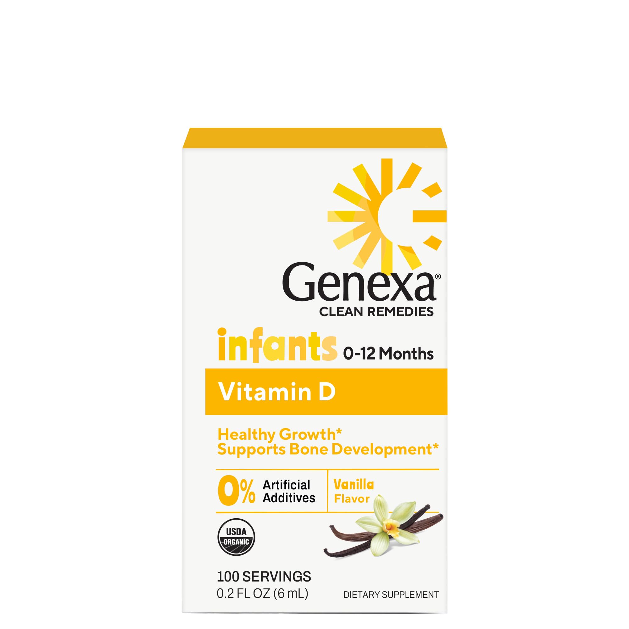 Genexa Vitamin D Drops for Infants & Newborn, Made Clean, 100 Servings 1 Fl Oz (Pack of 1)