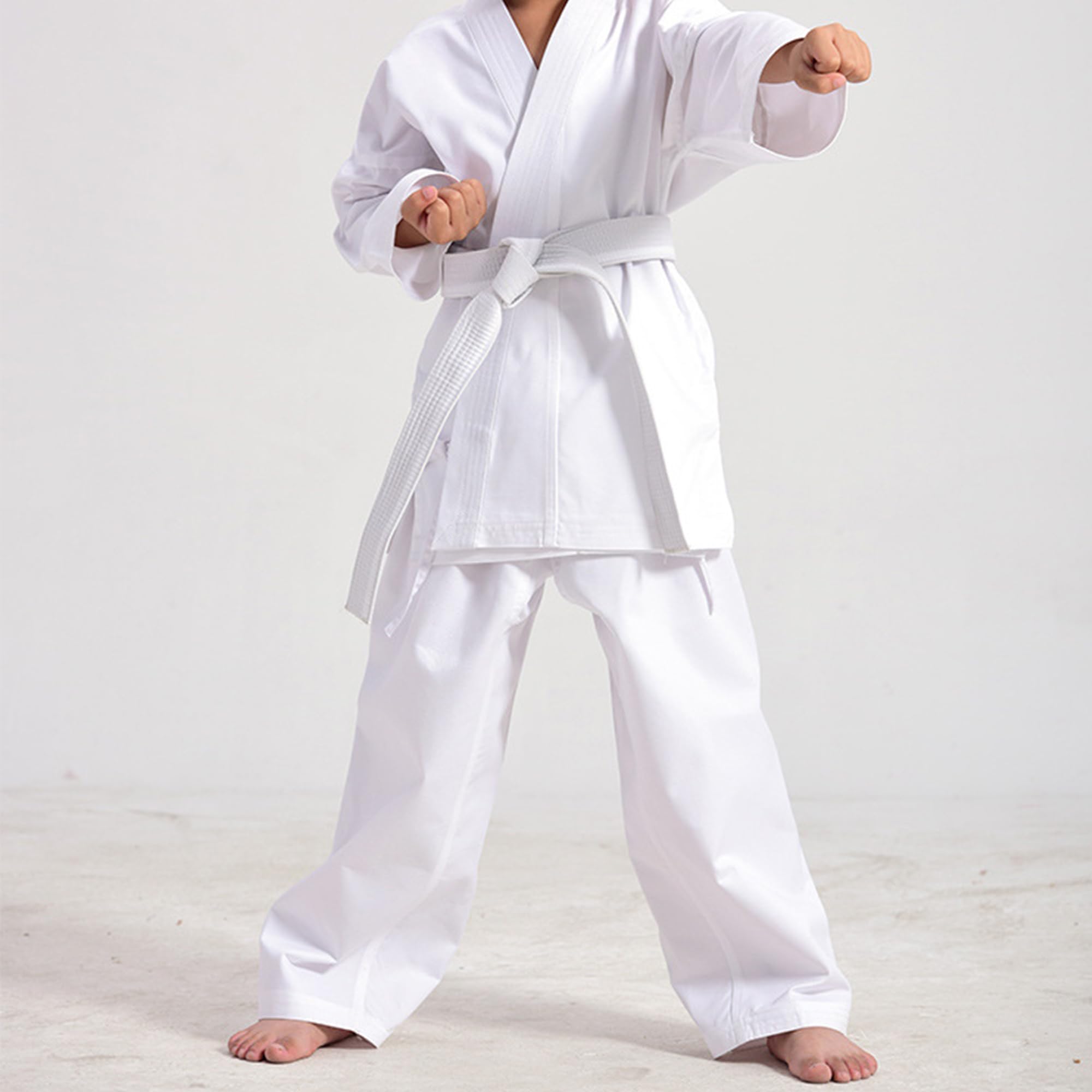 Cinturón Karate Judo Taekwondo Aikido Blanco Tela Gruesa 2 Piezas Artes Marciales