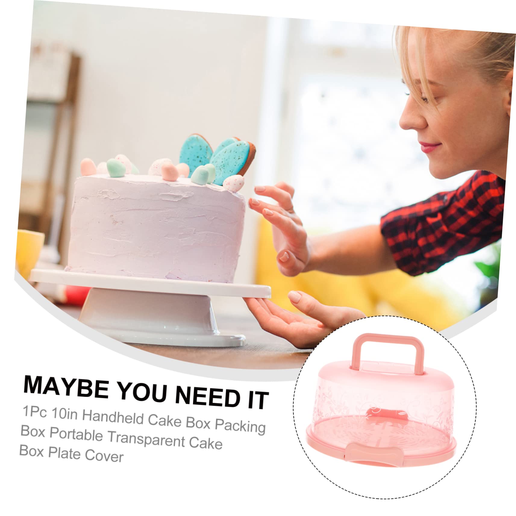 Cabilock 1Pc Portable Cake Carrier with Handle Food Packing Box for Easy Transport and Storage for Cupcakes Pies and Desserts Lightweight and Convenient Design