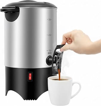 1.37 Gal/5.2L Hot Water Dispenser, Commercial Coffee Urn Electric Water Urn with Anti-Dry Burn & Automatic Temperature Control, Stainless Steel Hot Beverage Dispenser Countertop for Catering, Buffet