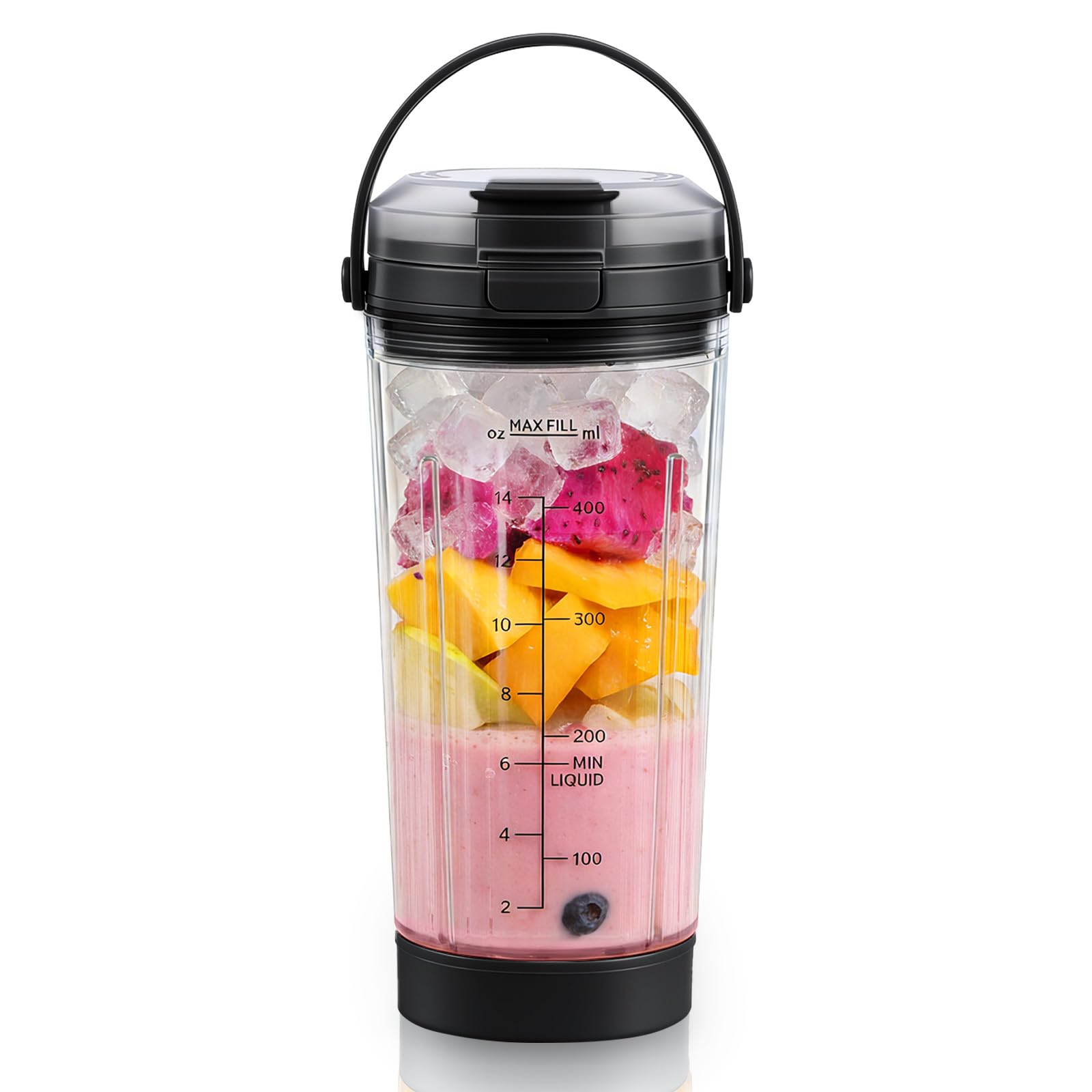 PCTTOIL Mixgefäß kompatibel mit Ninja Blast Tragbarer Mixer, 530ml Mixbecher mit Trink- und Auslaufsicherer Deckel für Ninja Blast BC151EUBK/BC151EUNV/BC151EUPR/BC151UKEUGV (Schwarz)