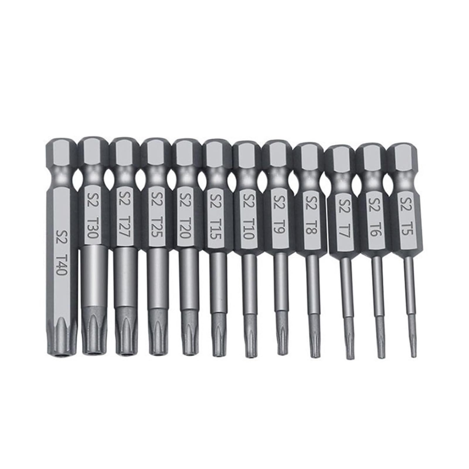 Waningmoto 12Pcs 50Mm Torx Bits Security Screwdriver Bits, 1/4 Inch Hex Shank, T5-T40