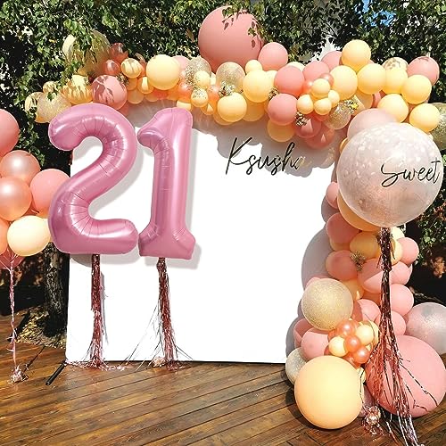 Image of TONIFUL 40 Inch Light Pink Large Numbers Balloons Number 21 Helium Balloons Pink Foil Mylar Big Digital 21 Pastel Balloons for 21th Birthday Party 21th Anniversary Supplies Decorations