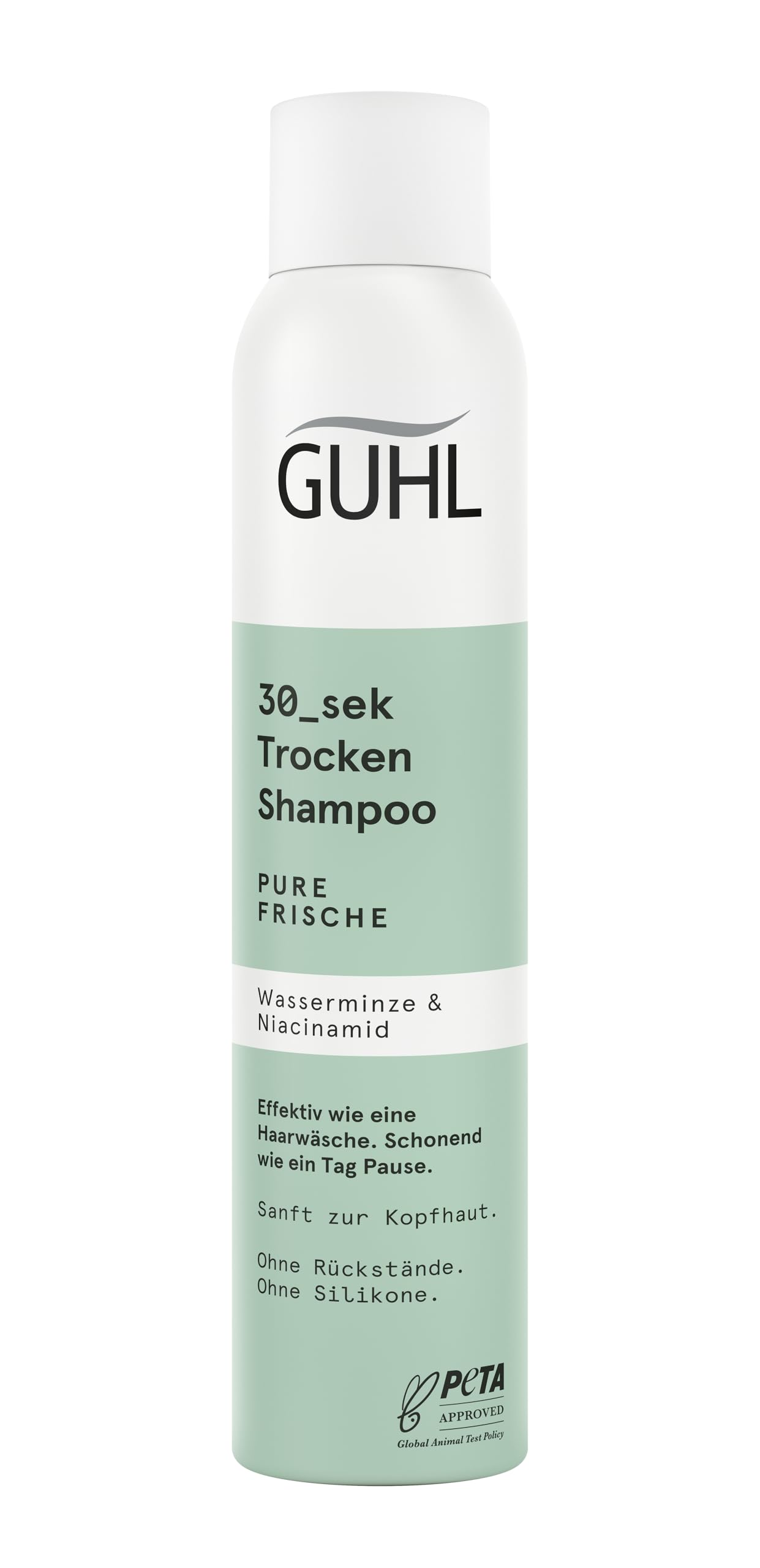 Guhl 30 sek Trockenshampoo - Pure Frische - Inhalt: 200 ml - Niacinamid & Wasserminze - Effektiv wie eine Haarwäsche - Schonend wie ein Tag Pause - Ohne Rückstände - Ohne Silikone