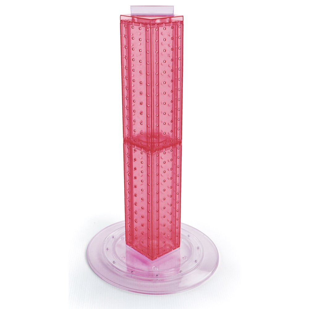 Azar 700222-PNK Pegboard 4-Sided Revolving Counter Display, Pink Translucent Color