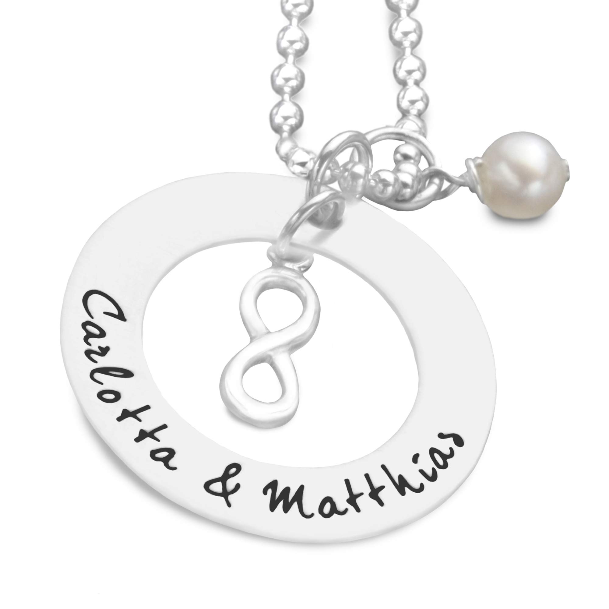 Partnerkette Partnerschmuck Namenskette Silber Gravur Unendlich AUF EWIG 925 Silber Kette personalisiert Infinity