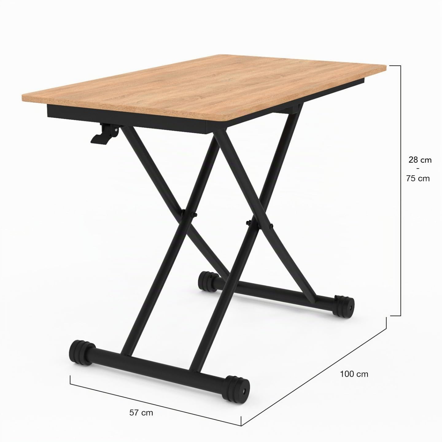 IDMarket - Tavolo da pranzo rettangolare URBANA con piano fisso in faggio e gambe nere di design industriale