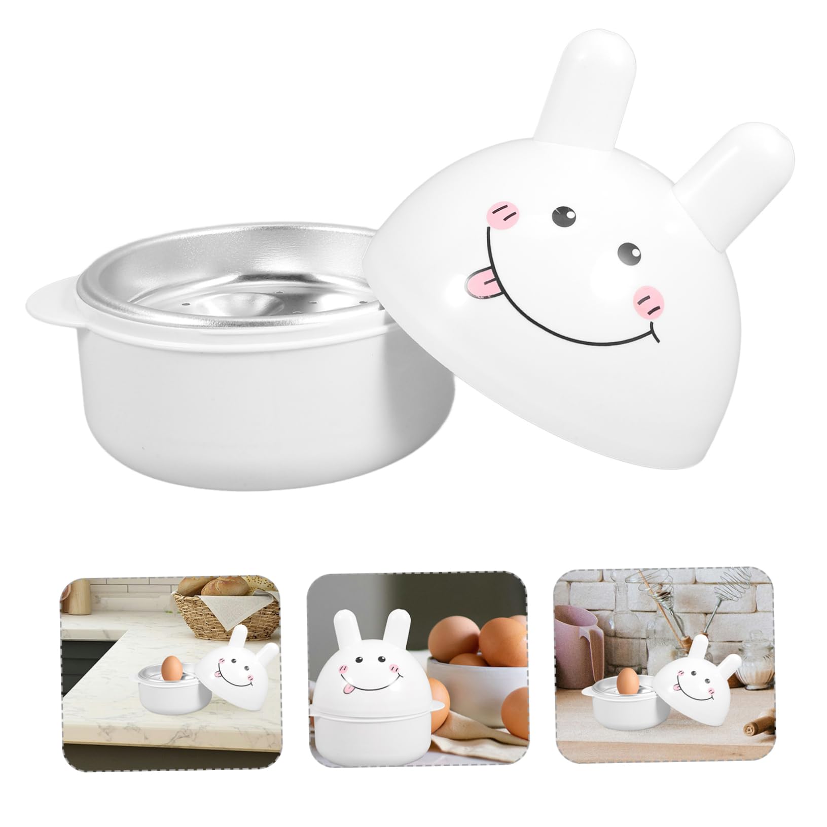 OUNONA Egg Practical Microwave Eggs Microwavable Shape Machine Stainless Large Egg Cooker Egg Maker Egg Cup Microwave Egg Cooking Cups Egg Poacher Kitchen Gadget Aluminum White