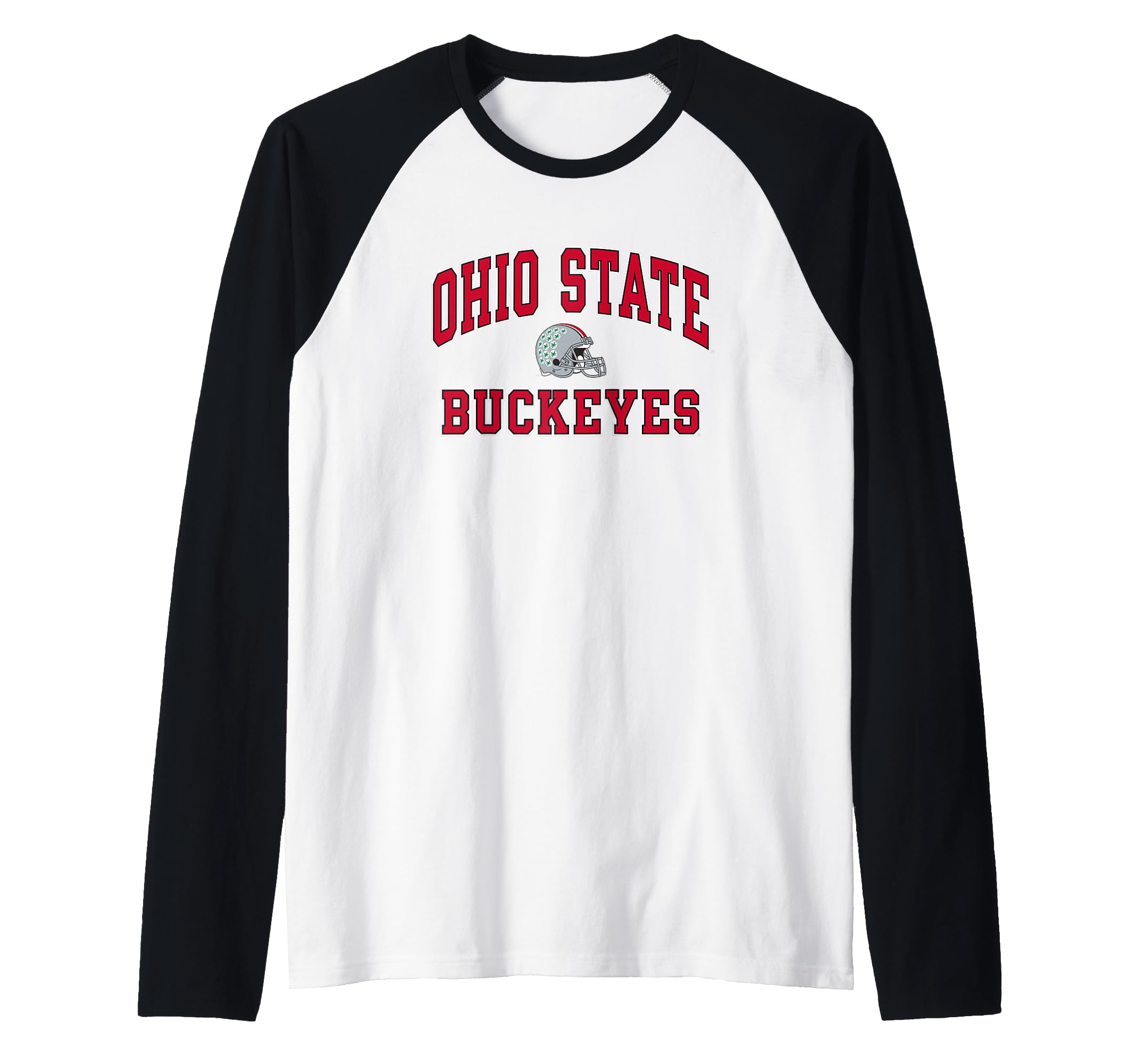 Mens Ohio State Buckeyes Football Helmet Officially Licensed Raglan Baseball Tee
