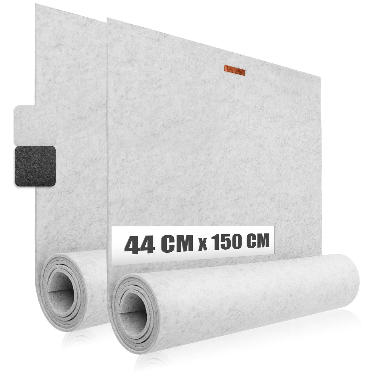 com-four® 2x Filzmatten zuschneidbar als Regaleinlage, 44 x 150 cm, grau