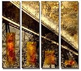 TOP Bilder! 4 teiliges Wandbild xxl günstig & modern (High Street_big) Deko Bilder fertig gerahmt mit Keilrahmen groß im Bilder Shop. Ausführung schöner Kunstdruck auf echter Leinwand als Wandbild mit Rahmen. Preiswerter als Ölbild Gemälde Foto Poster Pla