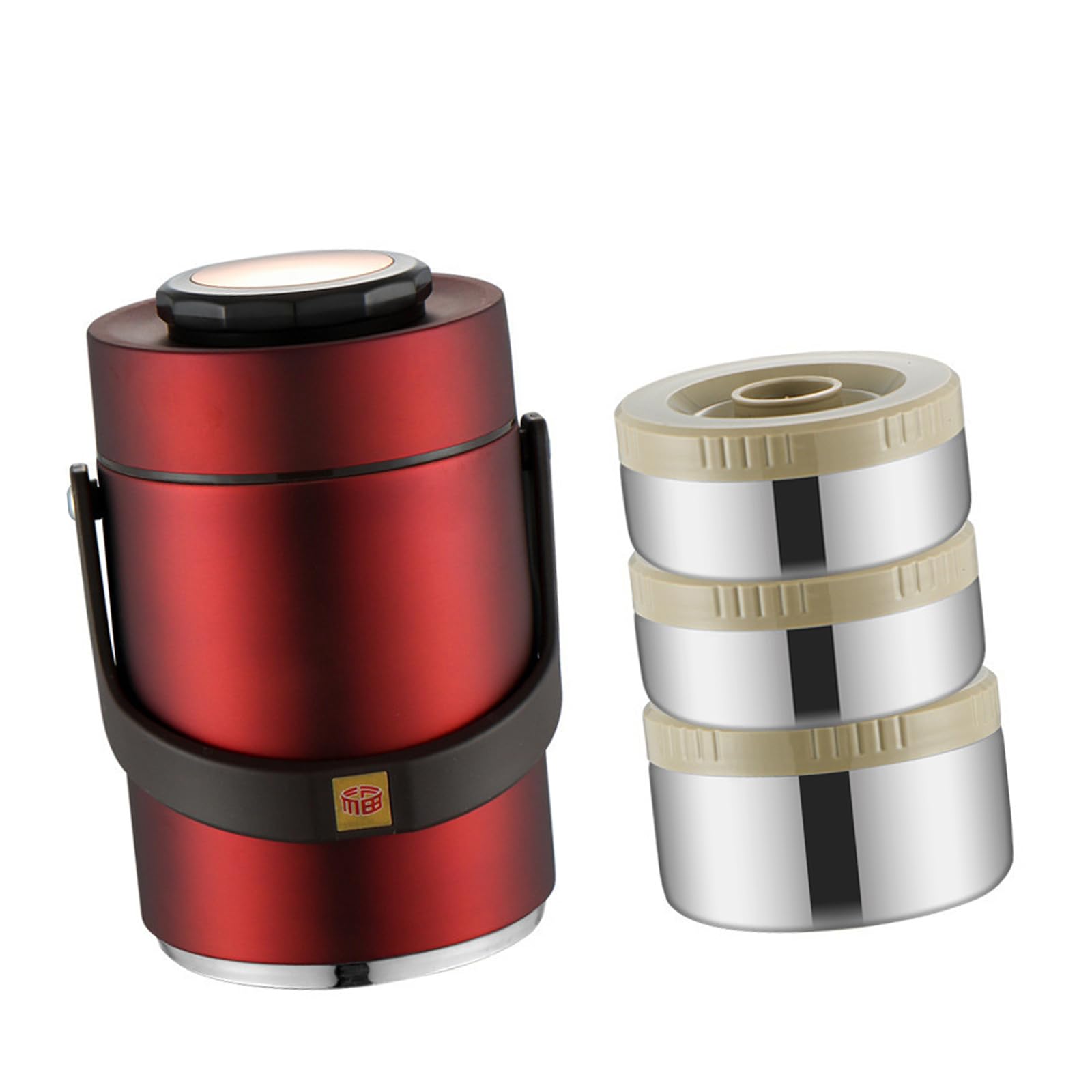 Fiambrera térmica resistente de acero inoxidable 304, 3 compartimentos, a prueba de fugas, portátil, para pícnics y oficina, contenedor de almuerzo aislado