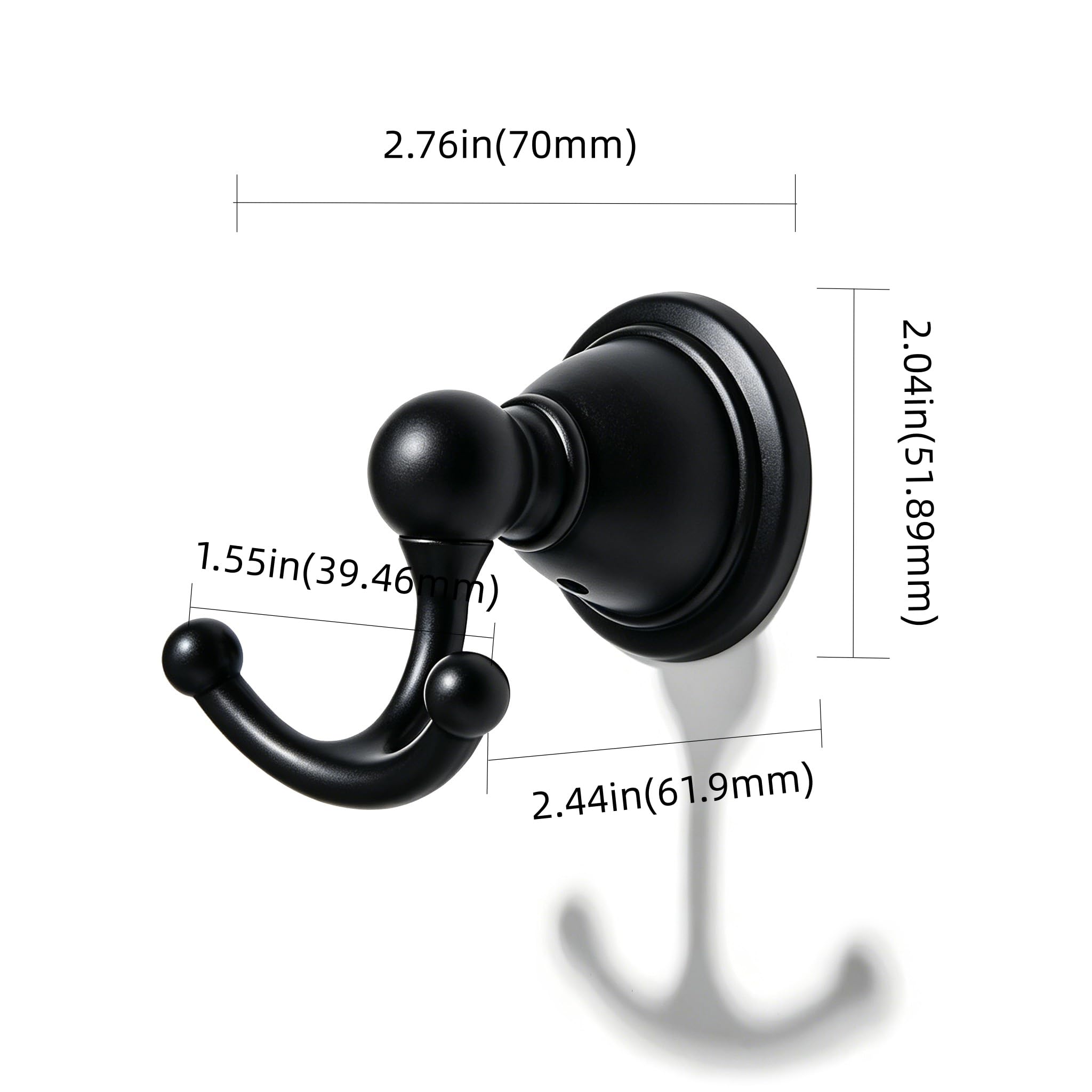 KHTUMEWARE-170370 Matte Black Coat/Robe Hooks 2-Pack in Matte Black — KHTUMEWARE