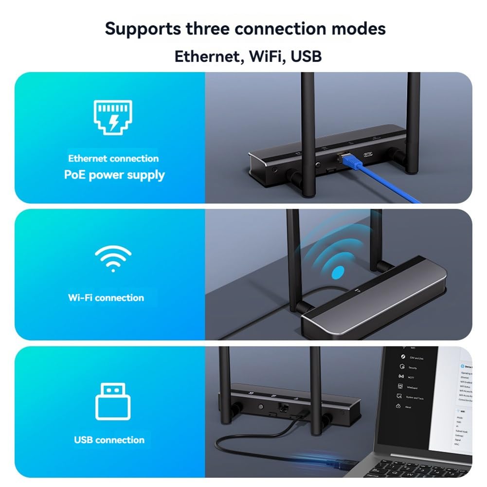 Passerelle PoE Zigbee/Thread avec Support D'Antenne Double 5dBi, Connexion Ethernet, Wi-FI et USB pour Home Assistant.