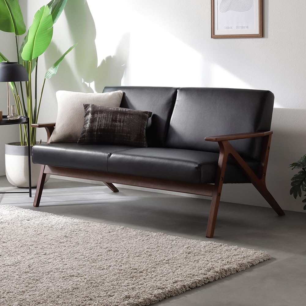 Amazon｜RASIK ソファー 2人掛け 幅139cm ブラック ブラウン脚