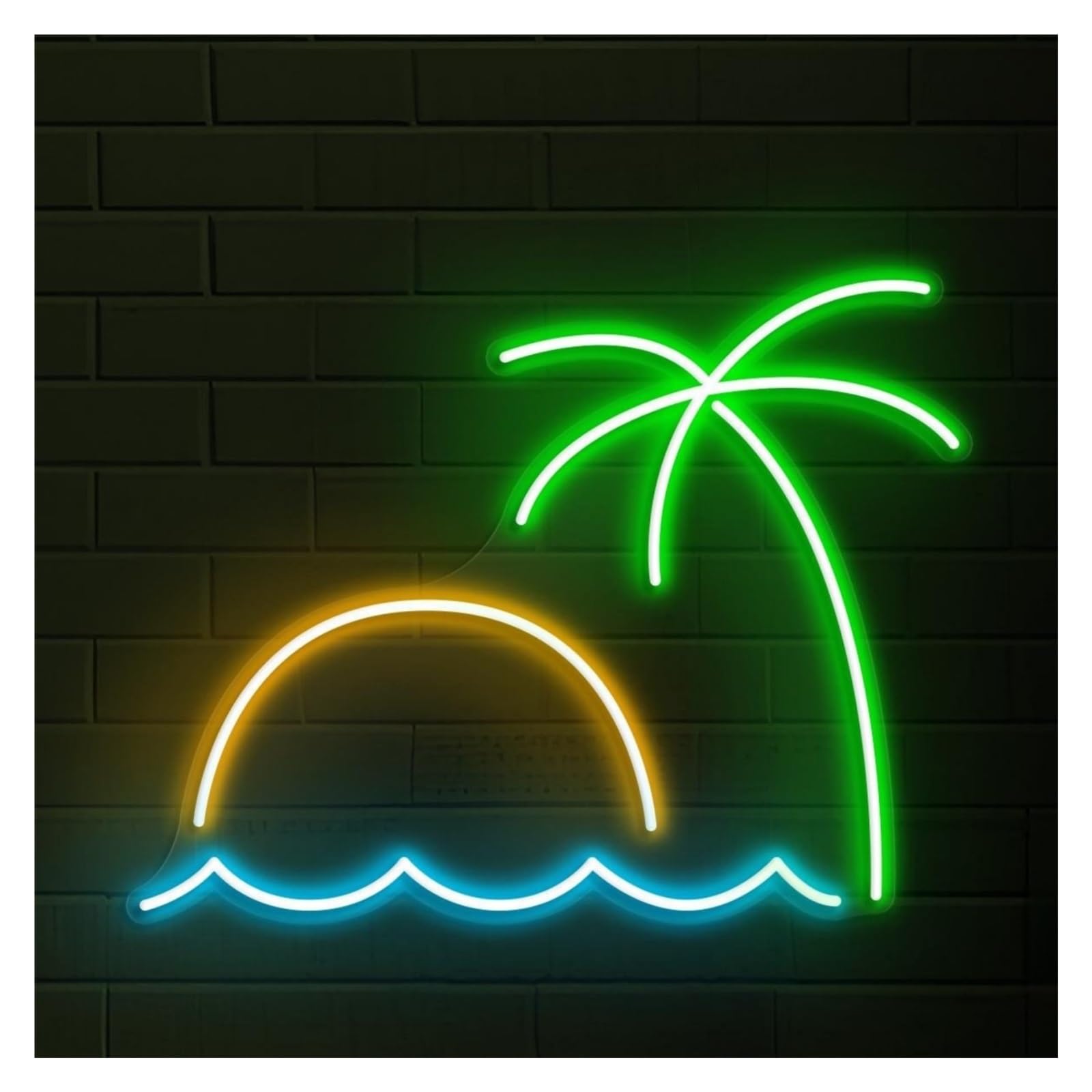 Hanging Art Neon Signs Beach Sunset Neon Sign, Suitable For Home Bar Decor With Brightness Adjustable 38cm