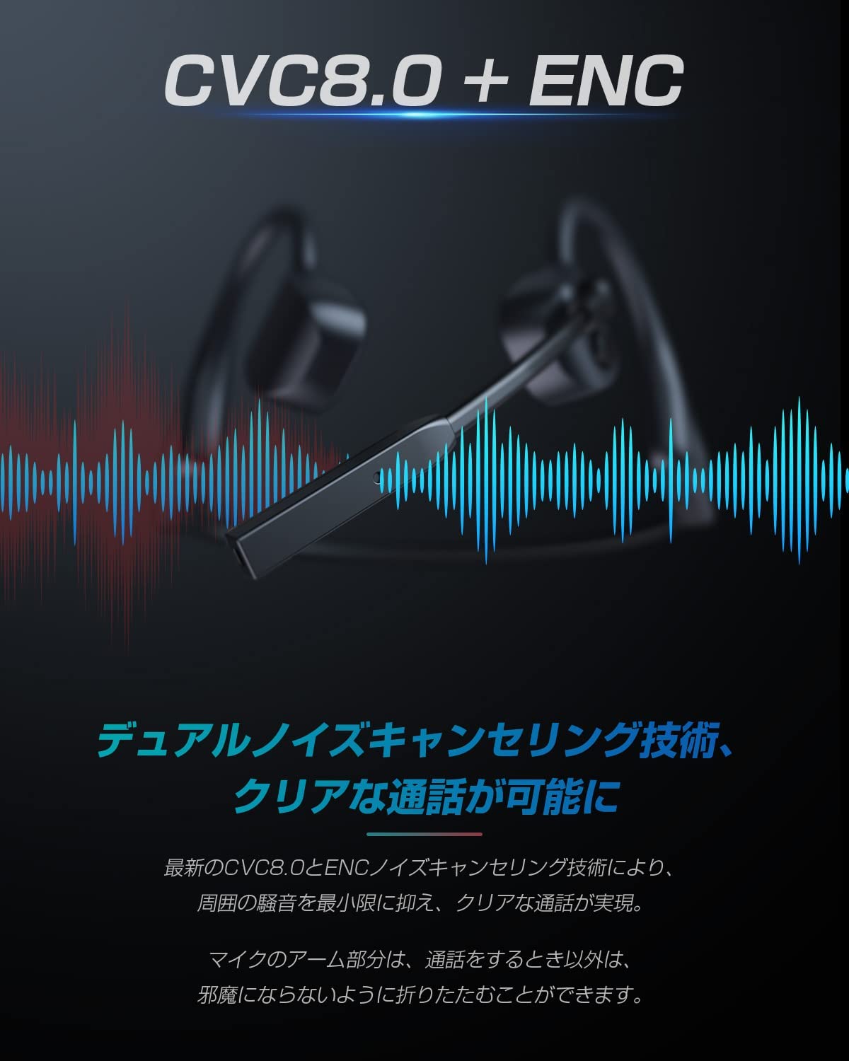 Amazon.co.jp: ヘッドセットBluetooth 6.0、骨伝導イヤホンマイク付き