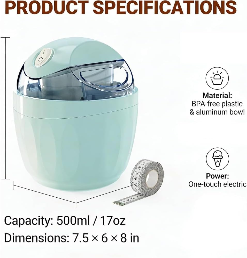 2026 New Small Home Mini Ice Cream Maker, Just 15 Minutes, DIY Mini Ice Cream Maker, One-Touch Dessert Maker, Single Serving, Frozen Yogurt, Compact Electric Makers for Kitchen, Family Treats (Blue)