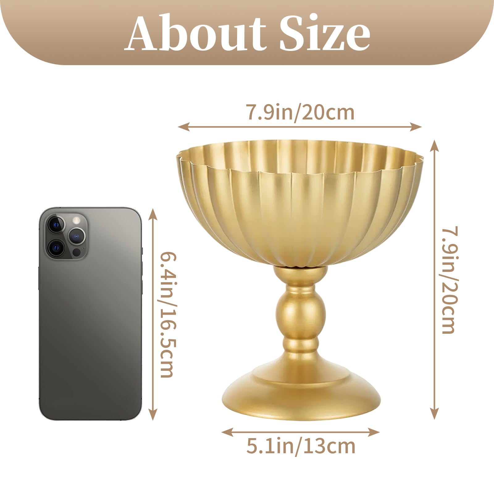 Sziqiqi Oro Vaso per Centrotavola Matrimonio: Vasi Alti 20 cm per Decorazioni da Tavola - Vaso a Urna in Metallo per Composizione Fiori Set di 10 - Vasi Elegante per Festa Compleanno Natale