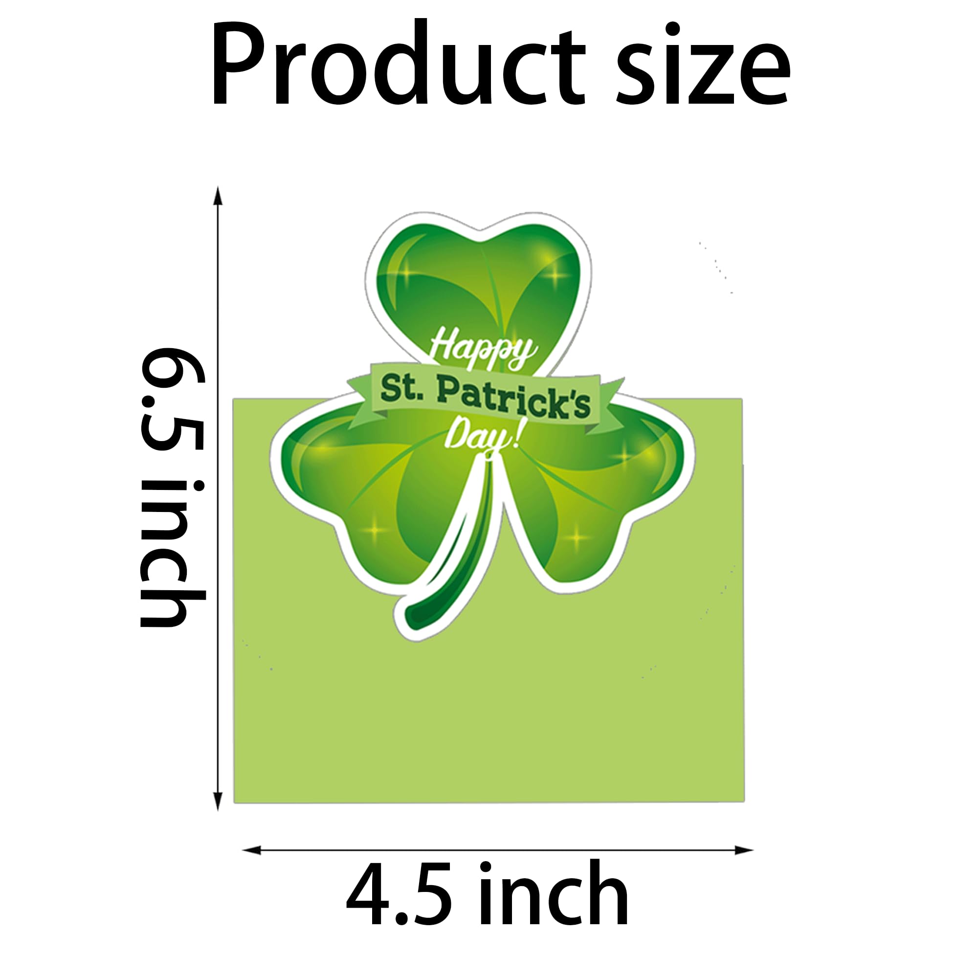 wootile St. Patrick's Day Greeting Cards 12 Pack Green Shamrock Irish St Patrick's Day Cards Shamrock Wishes Cards Notes Cards For Spring Party Supplies - Image 3