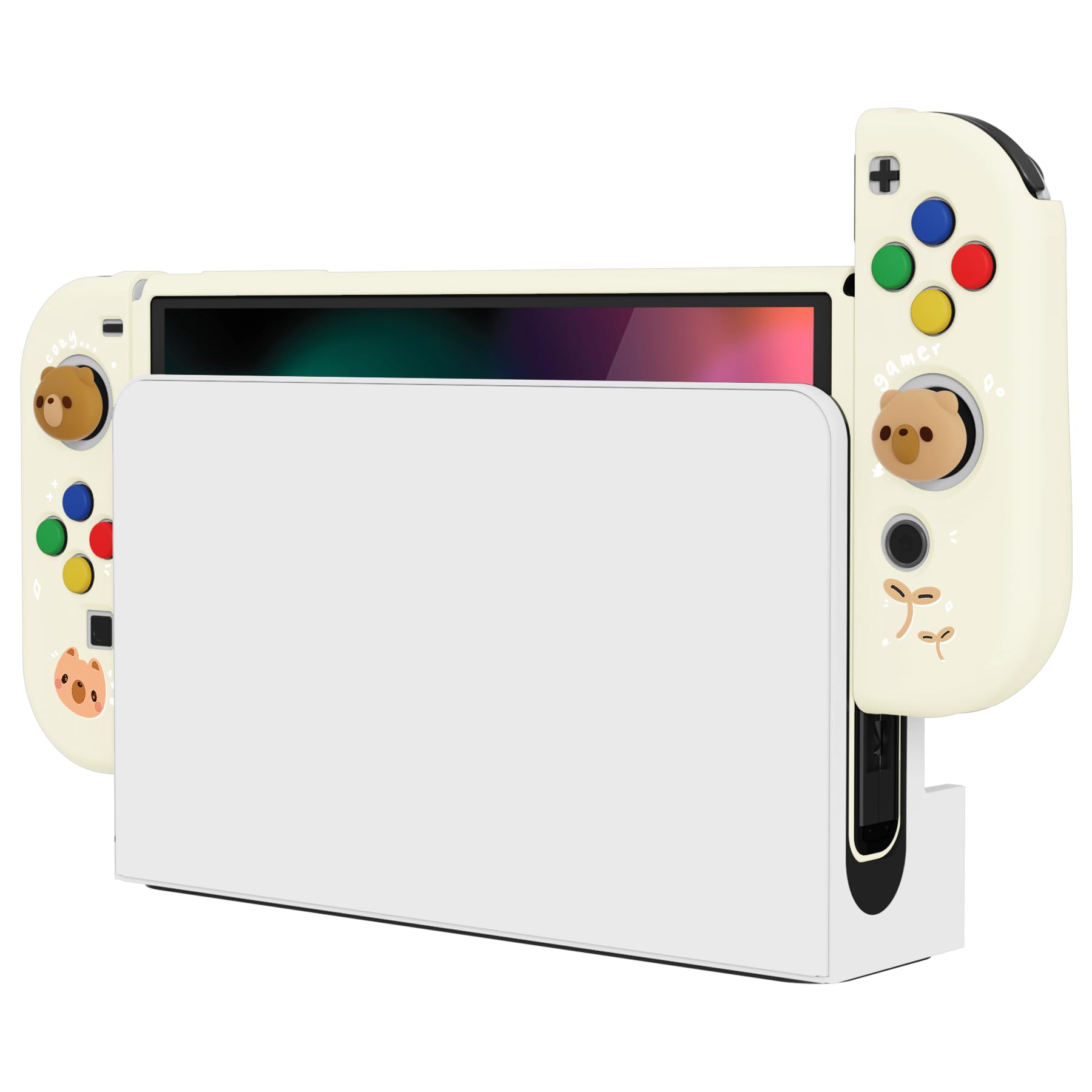 PlayVital ZealProtect Weiche Schutzhülle für Nintendo Switch OLED Konsole Joy Con Case Cover Zubehör mit Sticks Kappen & ABXY Richtungstastenkappen