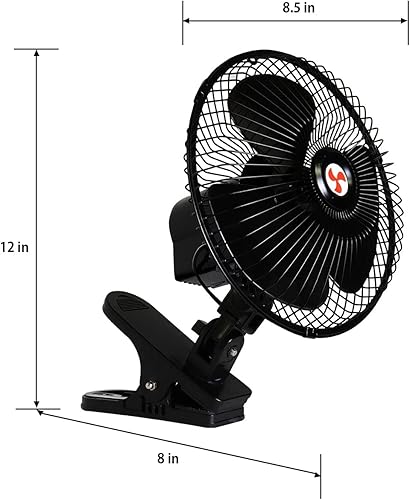 Miniatura 2 de Ventilador oscilante de 12 voltios con pinza, Negro