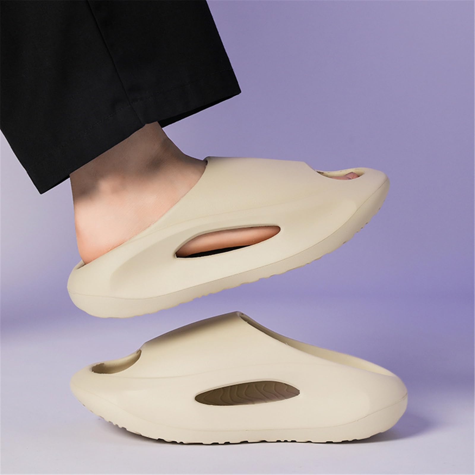 Claquette Hommes Couple Tongs Semelle Épaisse Sandales Extérieures Été Chaussures De Plage Hommes-khaki-46-47