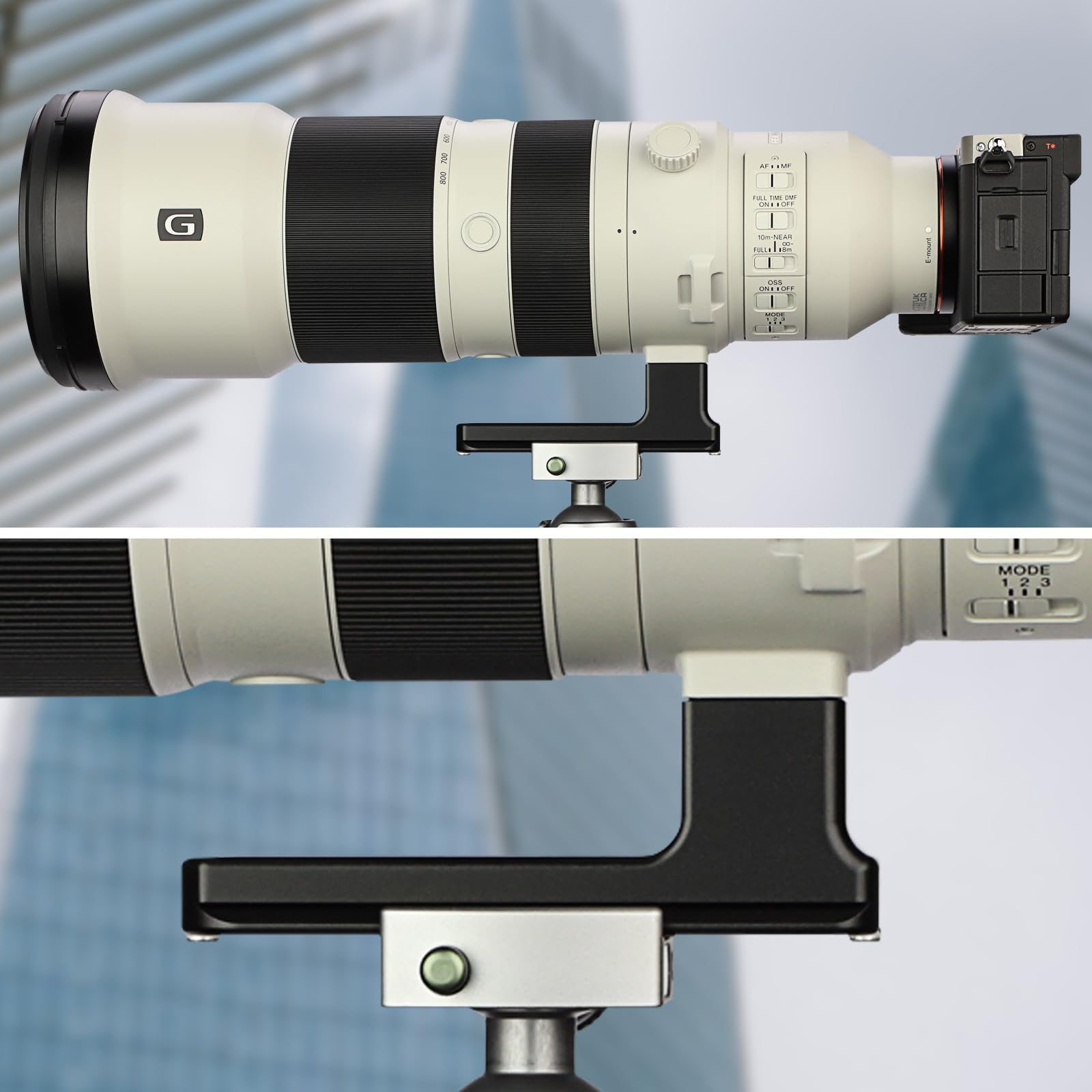 Haoge LF-S480 Pied de rechange pour monture d'objectif Sony FE 400-800 mm f/6.3-8 G OSS Objectif 400 800 Plaque de support à dégagement rapide intégrée Type Arca