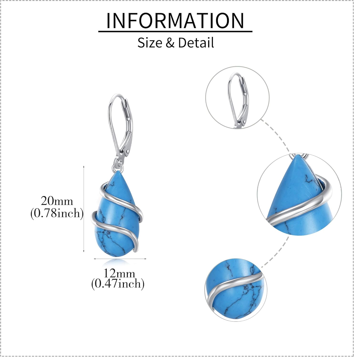 Genuine Turquoise Earrings 925 Sterling Silver Natural Turquoise Dangle Earrings Vintage Jewelry Gifts For Women - Image 4