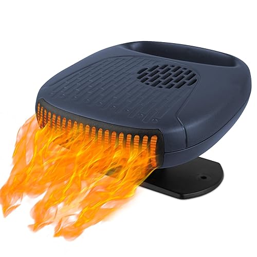 Descongelador del calentador del coche de 12V, calentador de coche giratorio de 360 que se conecta al encendedor de cigarrillos - azul oscuro