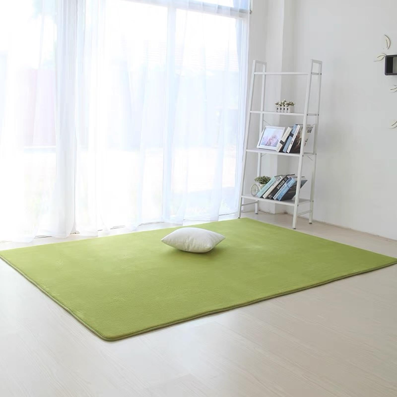 Tapis de salon en velours corail uni vert 120x200 cm
