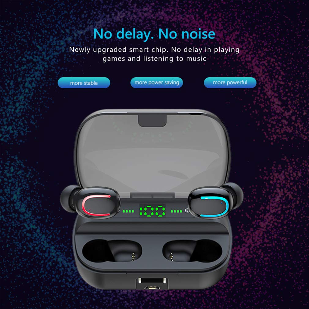 Casque Conduction Osseuse, sans Fil Écouteurs Stéréo Bluetooth Mini 8D Écouteurs 5.0 avec Double Micro Sport Étanche, pour La Course, Sport, Fitness,Noir