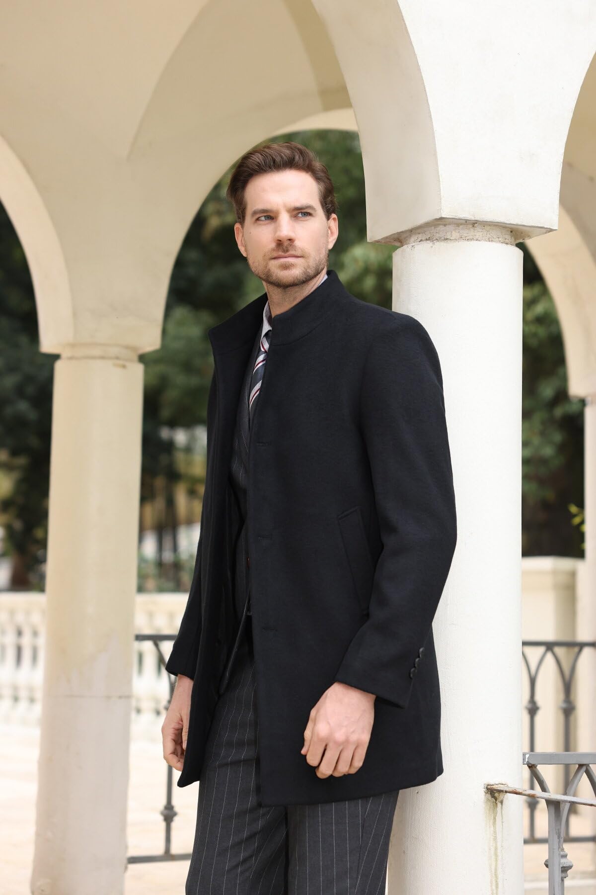 Allthemen Cappotto Invernale da Uomo Trenchcoat Lungo in Lana Caldo Coat Sottile Outerwear a Vento