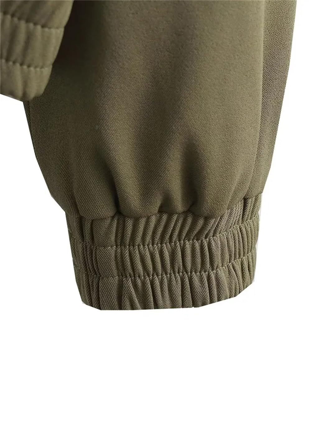 Rfmfkkg Chaqueta bomber con solapa y cremallera para mujer, casual, básica, color sólido, holgado, con bolsillo corto