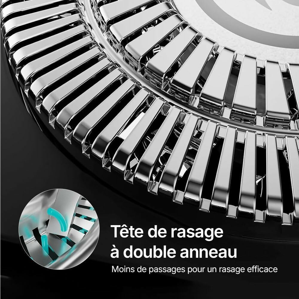 Orzym Rasoir Électrique V1 Pro – Lames 4D Ultra-précises Et Tondeuse Intégrée Pour Un Rasage Net Et Confortable À Têtes Rotatives Für Eine Gründliche Und Angenehme Rasur (Noir)