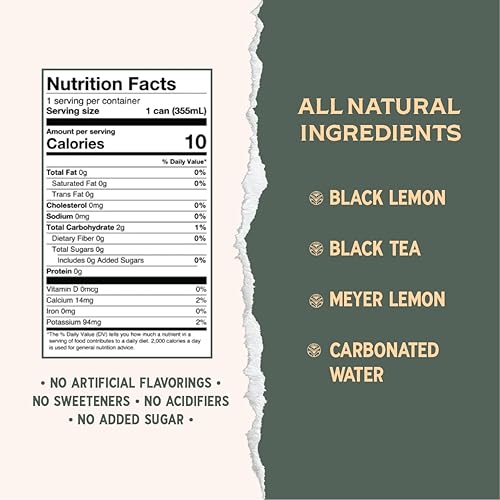 Miniatura 2 de Rishi Tea Black Lemon Sparkling Botanicals - Agua con gas, orgánica, sin azúcar, cero azúcar añadida, con cafeína, plantas reales, 12 onzas (paquete