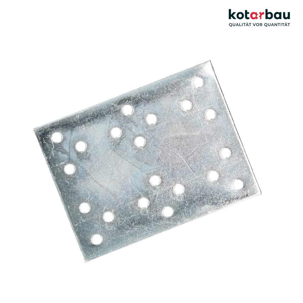 KOTARBAU Lochplatten 100 x 76 mm Verzinkt Silber Flachverbinder Holzverbinder Innen – Außenbereich Lochplatte Stahlverbinder Lochblech Flacheisen (50)