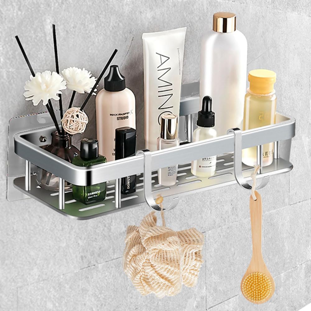 KOKOBOX ACQUASHELF 1 Pieza Estanteria Baño sin Taladro Estante Ducha sin Taladro Adhesiva Organizador Baño Ducha Accesorios Baño sin Taladro Jabonera Ducha Soporte Ducha Bandeja Baño - Plata